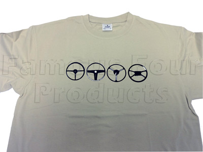 T Shirt (Beige) Steering Wheel Design - Extra Large - Land Rover General - Gift Ideas