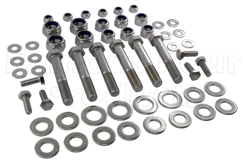 FF017261 - Nut & Bolt Kit - Front & Rear Axle Locating Arms to Axles & to Chassis - Stainless Steel - Classic Range Rover 1986-95 Models